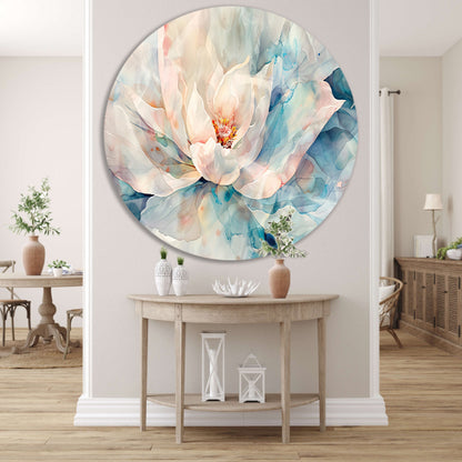 Schilderij van prachtige aquarel bloem aluminium muurcirkel