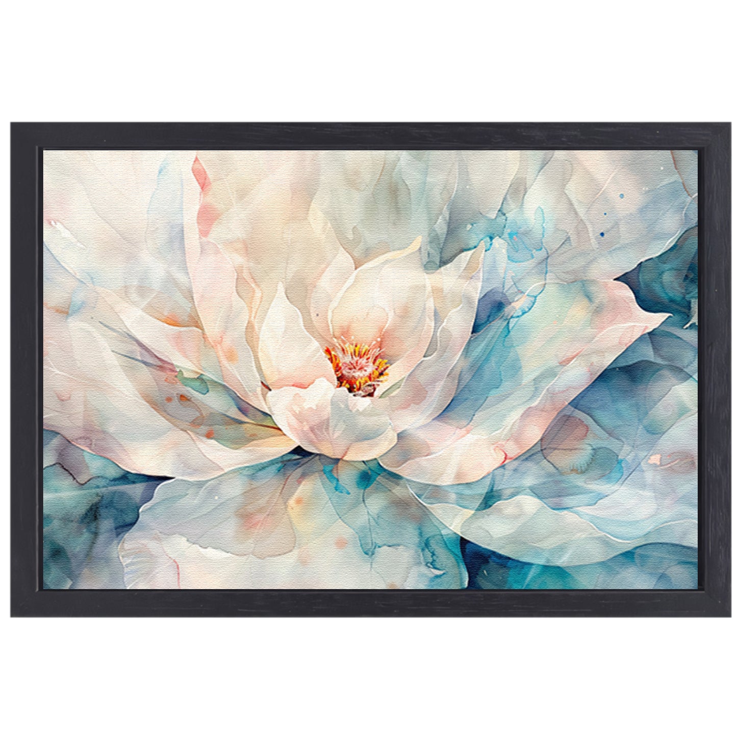 Schilderij van prachtige aquarel bloem canvas met baklijst