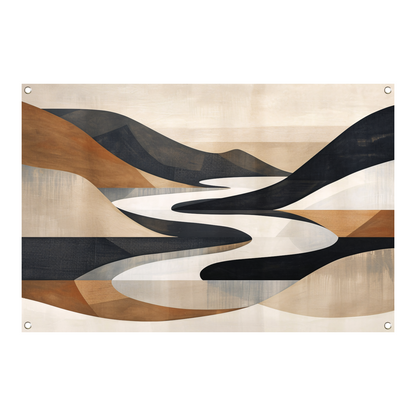 Stijlvolle Monochrome Geometrische Abstracte Rivier tuinposter