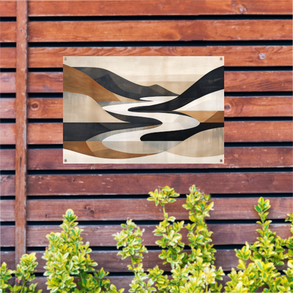 Stijlvolle Monochrome Geometrische Abstracte Rivier tuinposter