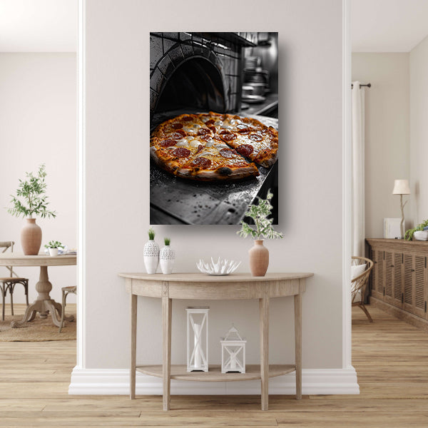 Pizza in een steenoven canvas