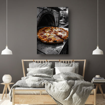 Pizza in een steenoven canvas