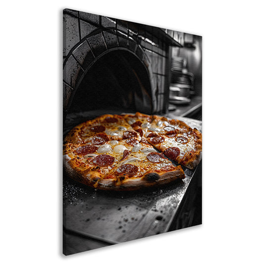 Pizza in een steenoven canvas