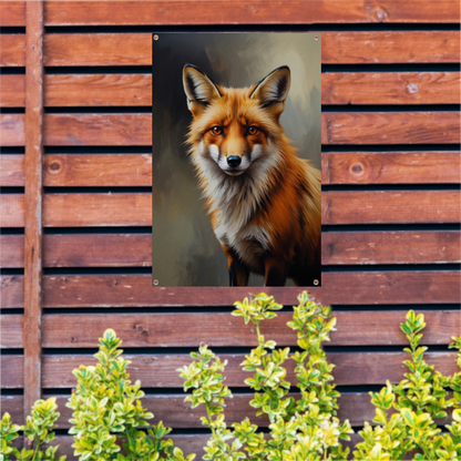 Intense Oogopslag van een Kleurrijke Vos tuinposter