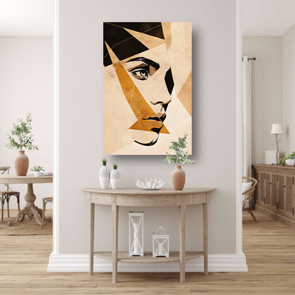 Abstract Gezicht in Geometrische Sepia Tinten acrylglas