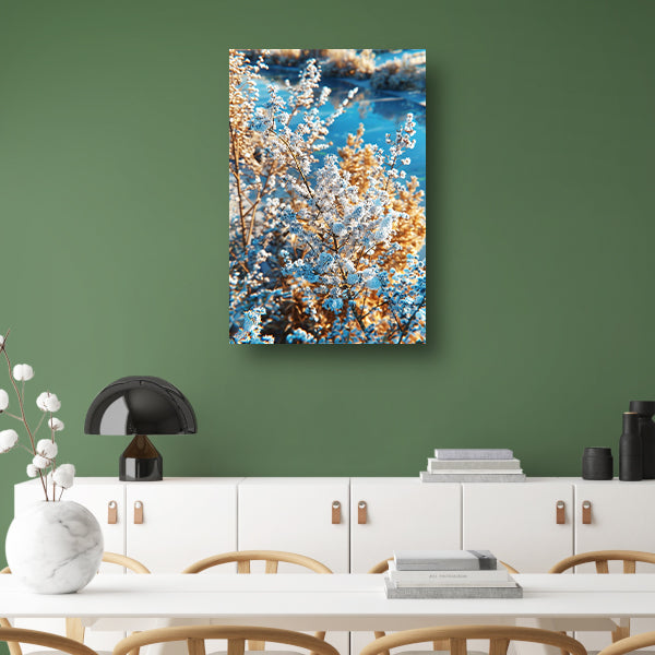 Bevroren Planten bij het Water canvas