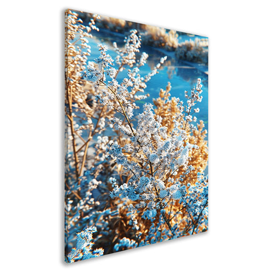 Bevroren Planten bij het Water canvas