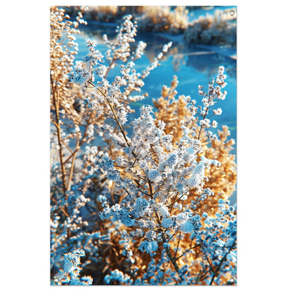 Bevroren Planten bij het Water tuinposter