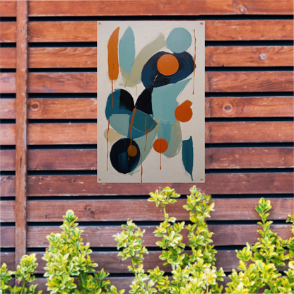 Dynamische Abstractie in Blauw en Oranje tuinposter