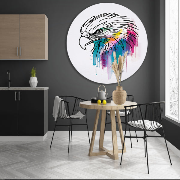 Abstracte Aquarel Adelaar in Kleur forex muurcirkel