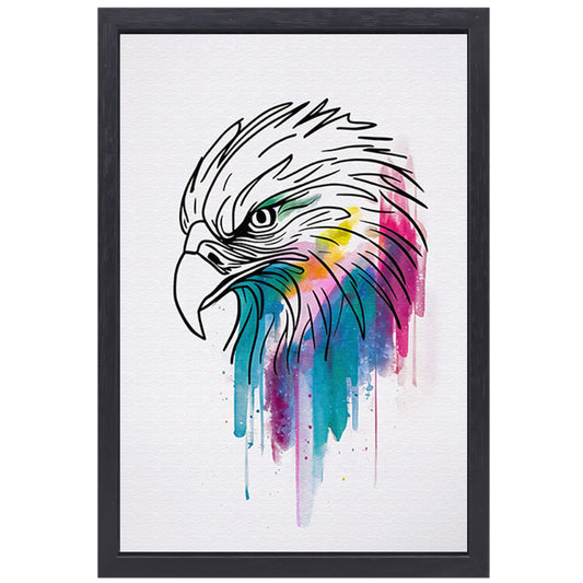 Abstracte Aquarel Adelaar in Kleur canvas met baklijst