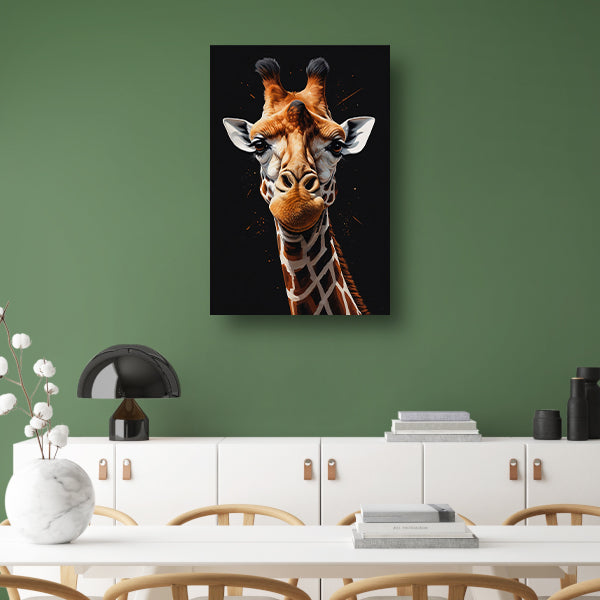 Gedetailleerde Giraffe Hoofd Modern Portret canvas