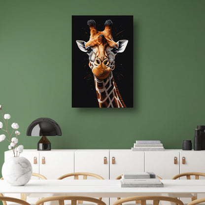 Gedetailleerde Giraffe Hoofd Modern Portret canvas met baklijst