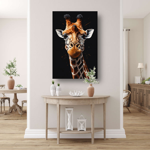 Gedetailleerde Giraffe Hoofd Modern Portret canvas