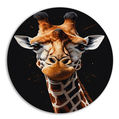 Gedetailleerde Giraffe Hoofd Modern Portret aluminium muurcirkel