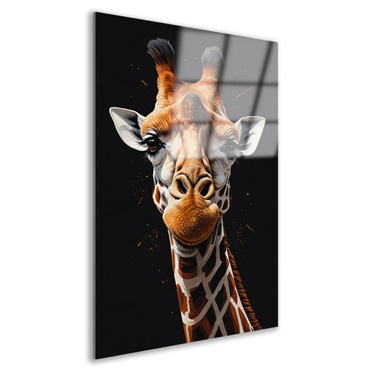 Gedetailleerde Giraffe Hoofd Modern Portret Acrylglas