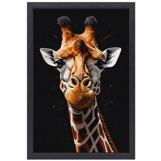 Gedetailleerde Giraffe Hoofd Modern Portret canvas met baklijst