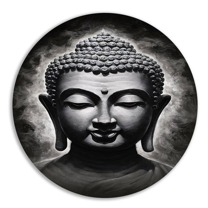 Serene Boeddha in Monochrome Tinten forex muurcirkel