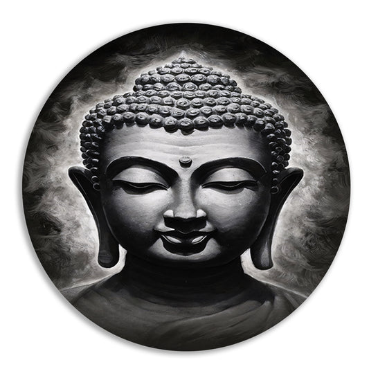 Serene Boeddha in Monochrome Tinten forex muurcirkel