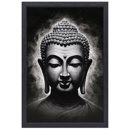 Serene Boeddha in Monochrome Tinten canvas met baklijst