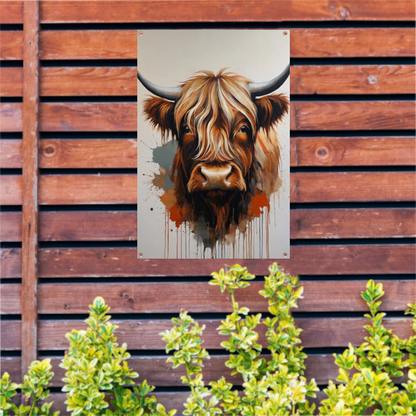 Abstracte Highland Koe in Kleurrijke Stijl tuinposter
