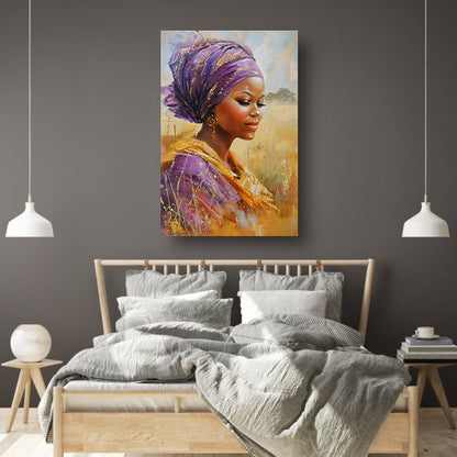 Realistisch schilderij van Afrikaanse vrouw canvas