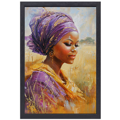 Realistisch schilderij van Afrikaanse vrouw canvas met baklijst