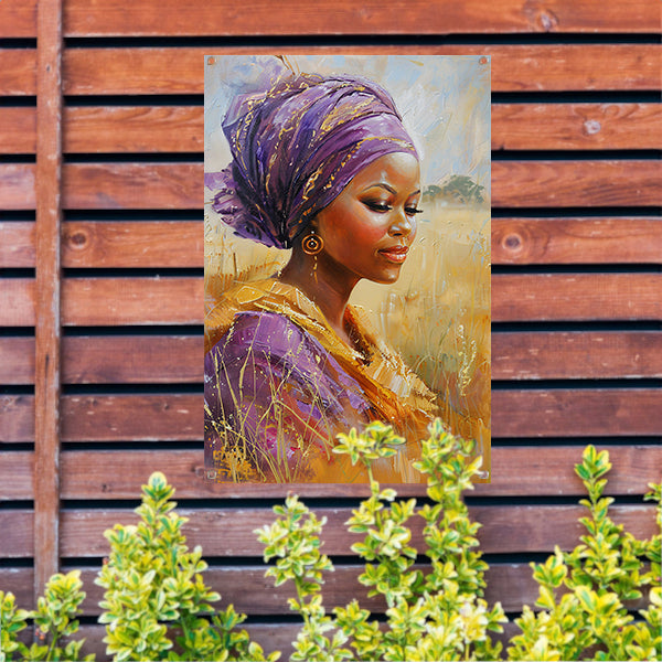Realistisch schilderij van Afrikaanse vrouw tuinposter