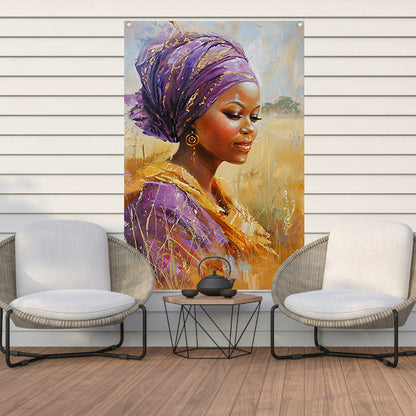 Realistisch schilderij van Afrikaanse vrouw tuinposter