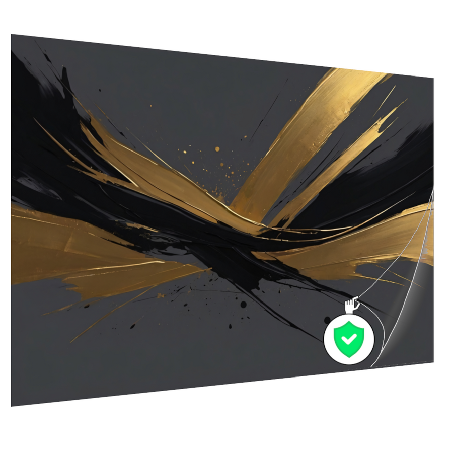 Dynamische Golven van Goud op Zwart poster