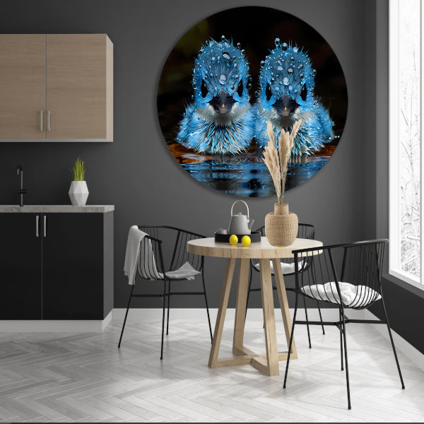 Blauwe Vogels in Ochtenddauw forex muurcirkel