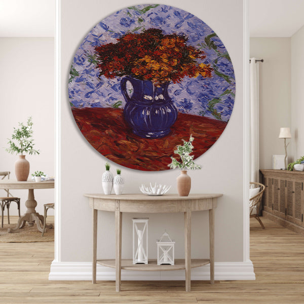 Chrysanthèmes dans un vase - Gustave Caillebotte aluminium muurcirkel