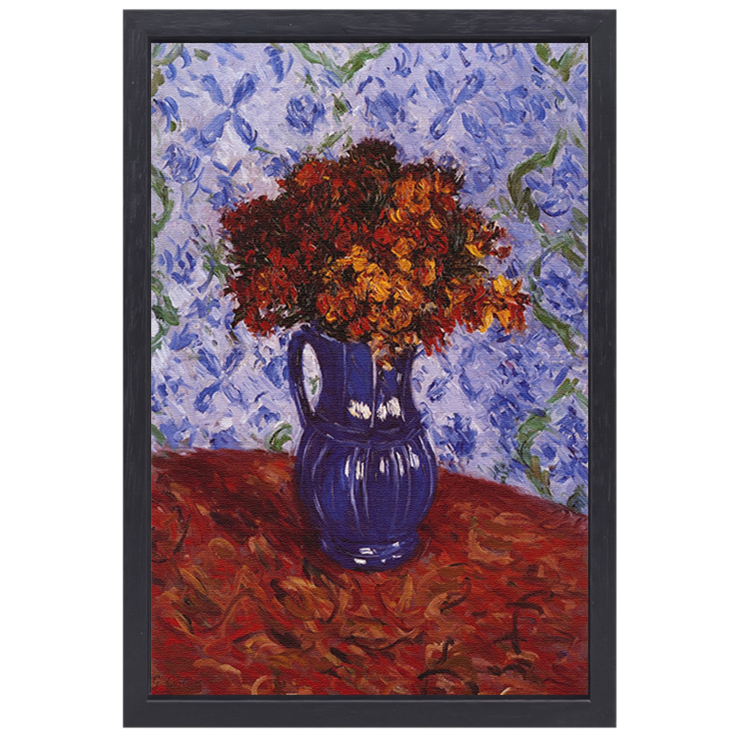 Chrysanthèmes dans un vase - Gustave Caillebotte canvas met baklijst