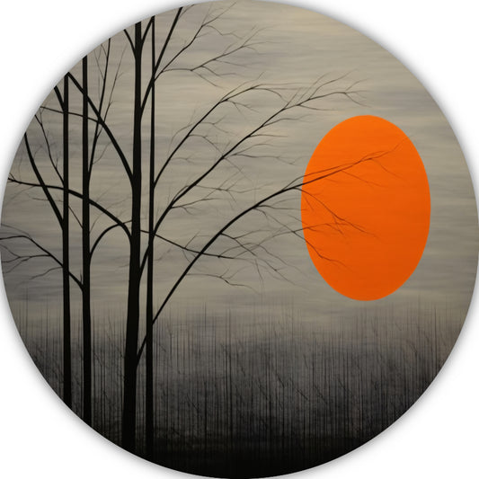 Landschap in primaire kleuren aluminium muurcirkel