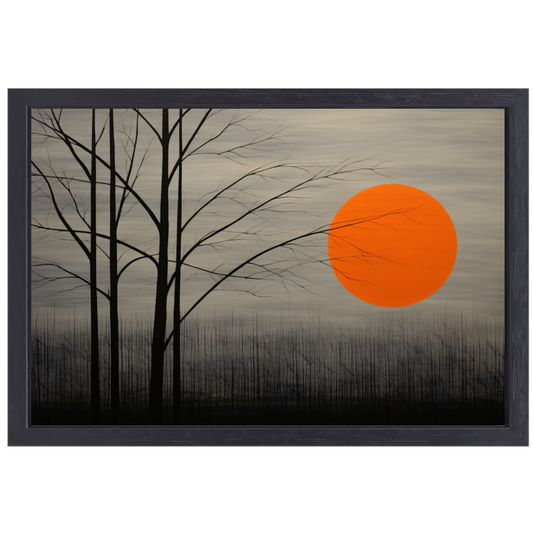 Landschap in primaire kleuren canvas met baklijst