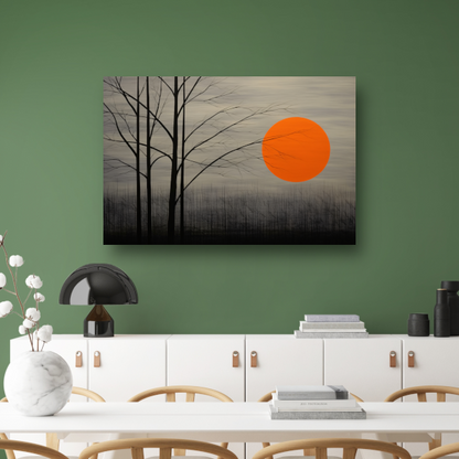 Landschap in primaire kleuren canvas met baklijst