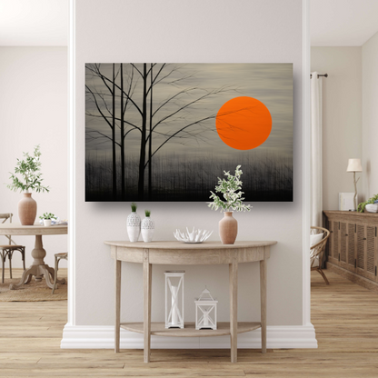 Landschap in primaire kleuren canvas met baklijst