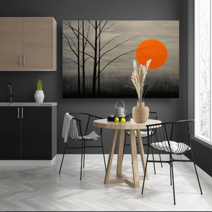 Landschap in primaire kleuren canvas met baklijst