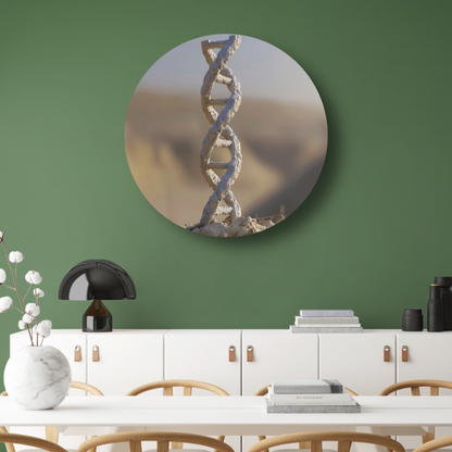 DNA-structuur op steen aluminium muurcirkel
