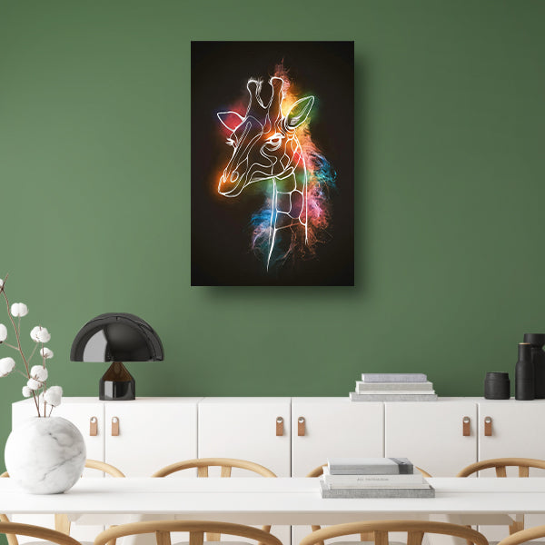 Abstracte Nevelige Kleurrijke Giraffe Lijnkunst poster