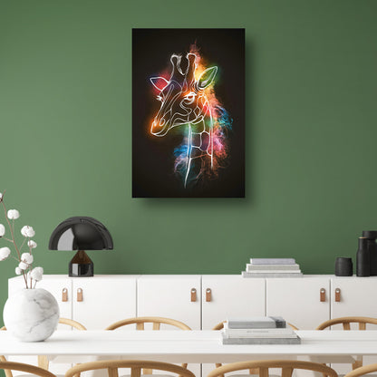 Abstracte Nevelige Kleurrijke Giraffe Lijnkunst poster
