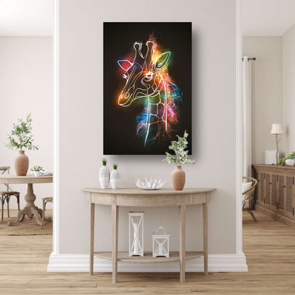 Abstracte Nevelige Kleurrijke Giraffe Lijnkunst poster
