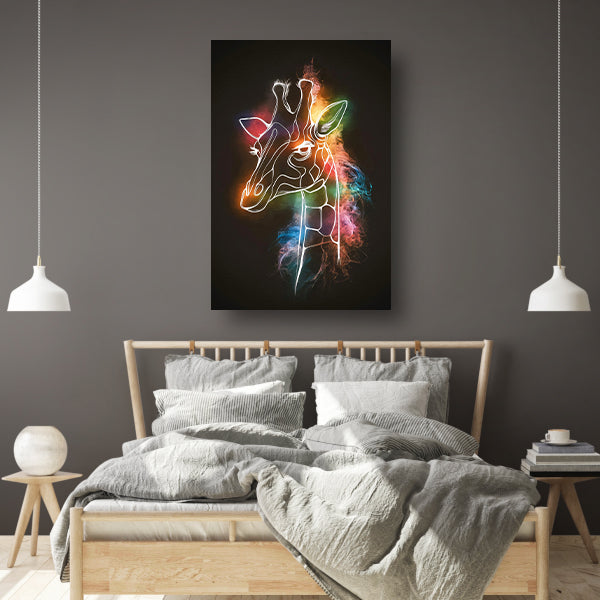 Abstracte Nevelige Kleurrijke Giraffe Lijnkunst poster