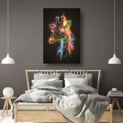 Abstracte Nevelige Kleurrijke Giraffe Lijnkunst poster