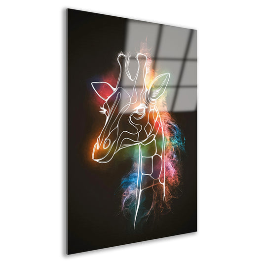 Abstracte Nevelige Kleurrijke Giraffe Lijnkunst acrylglas