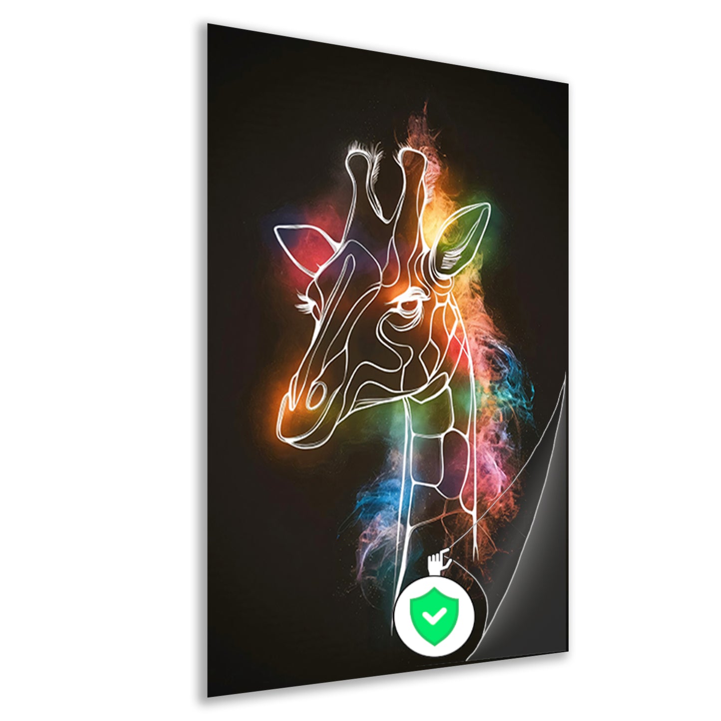 Abstracte Nevelige Kleurrijke Giraffe Lijnkunst poster