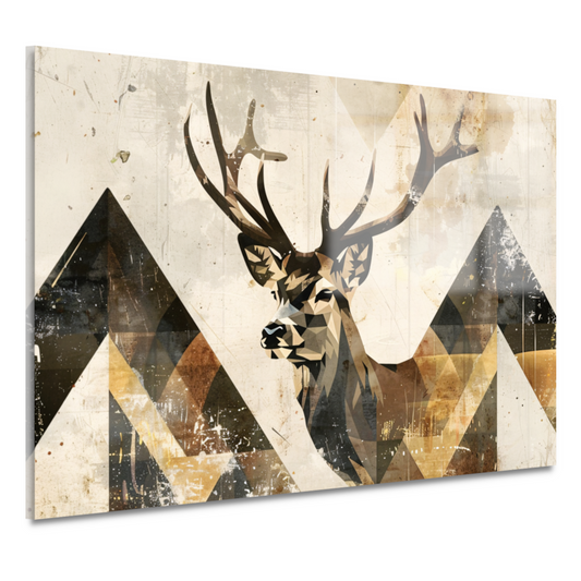 Geometrisch Hert in Sepia en Crème Tinten acrylglas