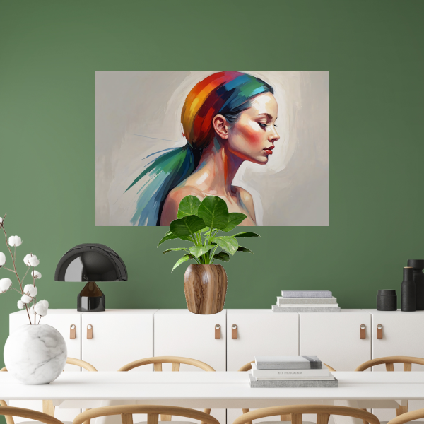 Kleurrijke harmonie in modern portret poster