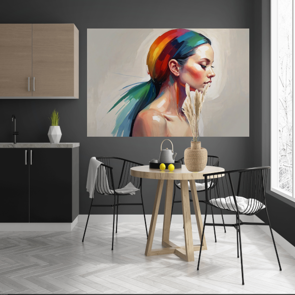 Kleurrijke harmonie in modern portret poster