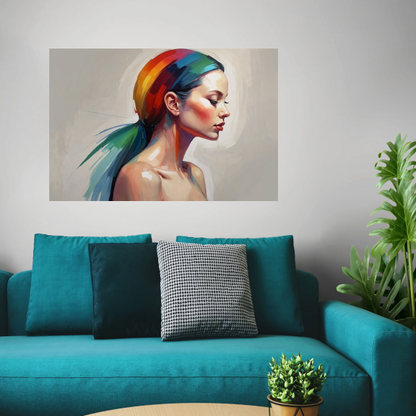 Kleurrijke harmonie in modern portret canvas met baklijst